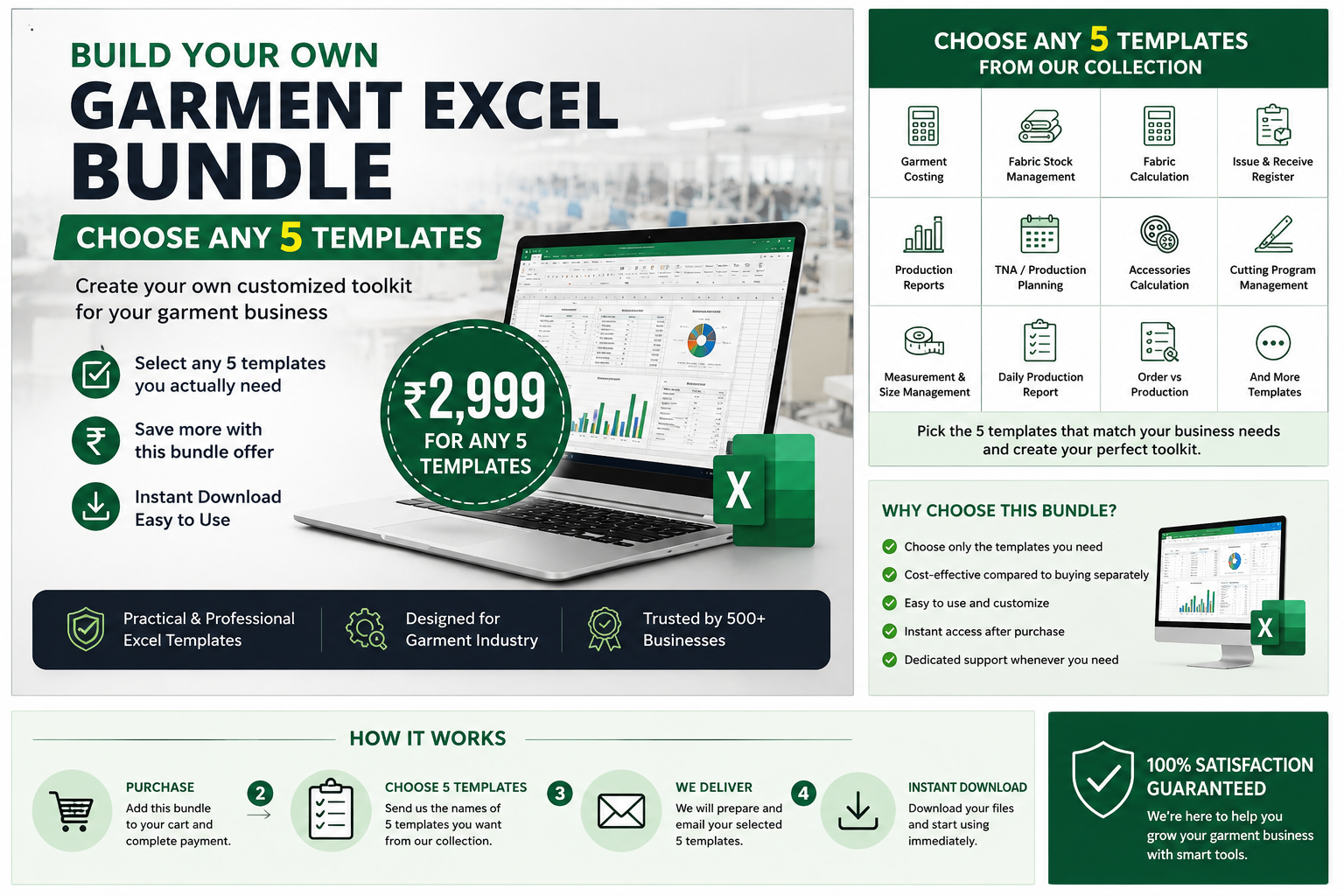 Build Your Own Garment Excel Bundle – Choose Any 5 Templates