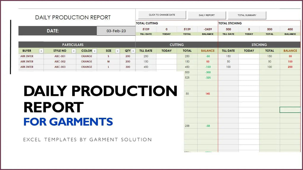 Garment Industry Daily Production Report - 0