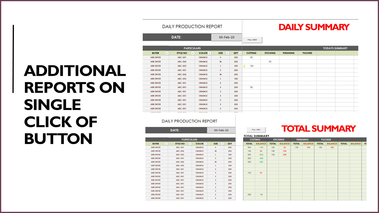Garment Industry Daily Production Report - 2
