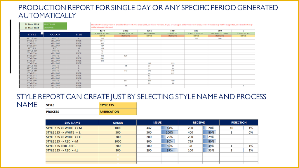 Issue Receive Register andProduction Reports | Garment Excel Templates GARMENT SOLUTIONS