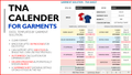 Garment Industry TNA Calendar Excel Template | FORMAT -1
