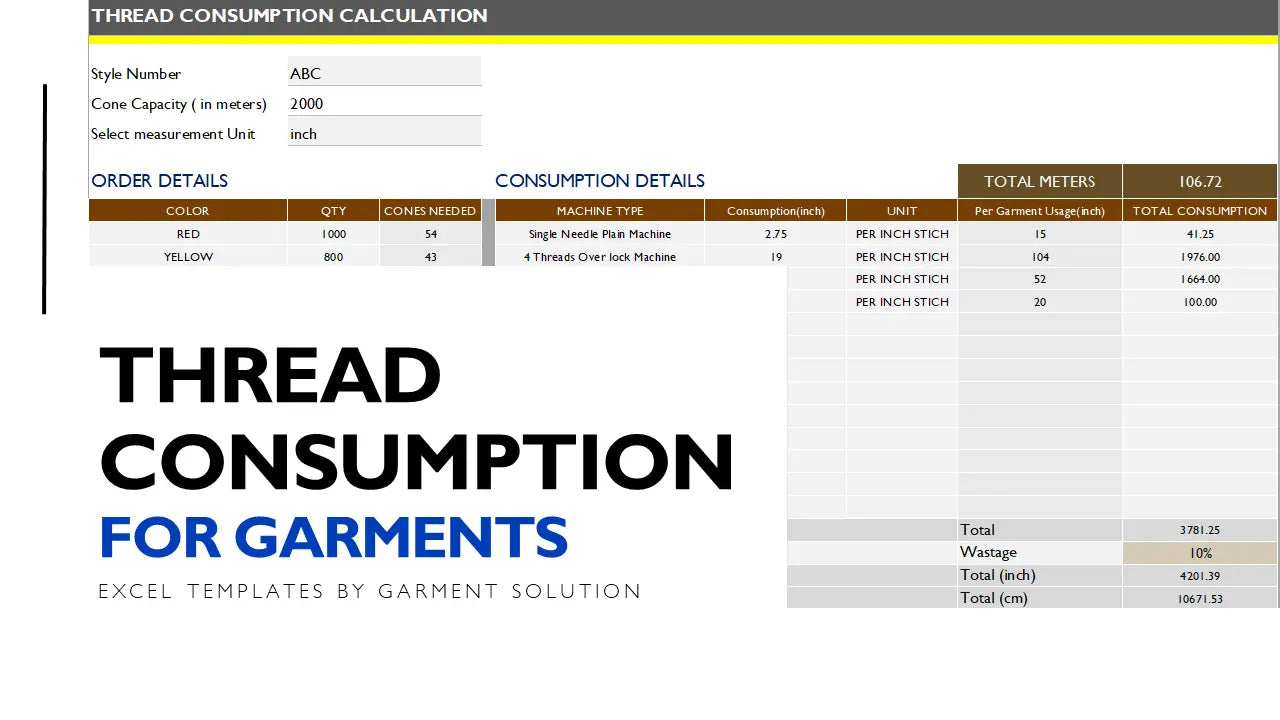 Thread Requirement Calculation Excel Template - 0