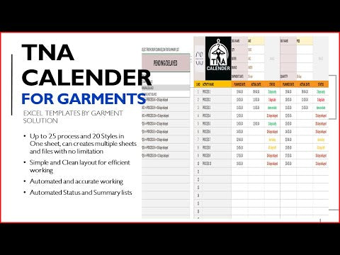 Garment Industry TNA Calendar Excel Template | FORMAT-2