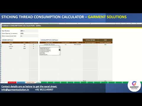 "User-Friendly Thread Consumption Calculator Excel Template Interface"